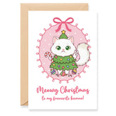 Persian White Cat Merry Christmas Card